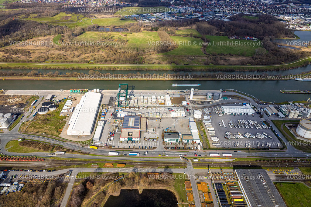 Hamm230214841 | Luftbild, Lanfer Logistik GmbH / HELA GmbH Hermann Lanfer, Hafen, Stadtbezirk Herringen, Hamm, Ruhrgebiet, Nordrhein-Westfalen, Deutschland