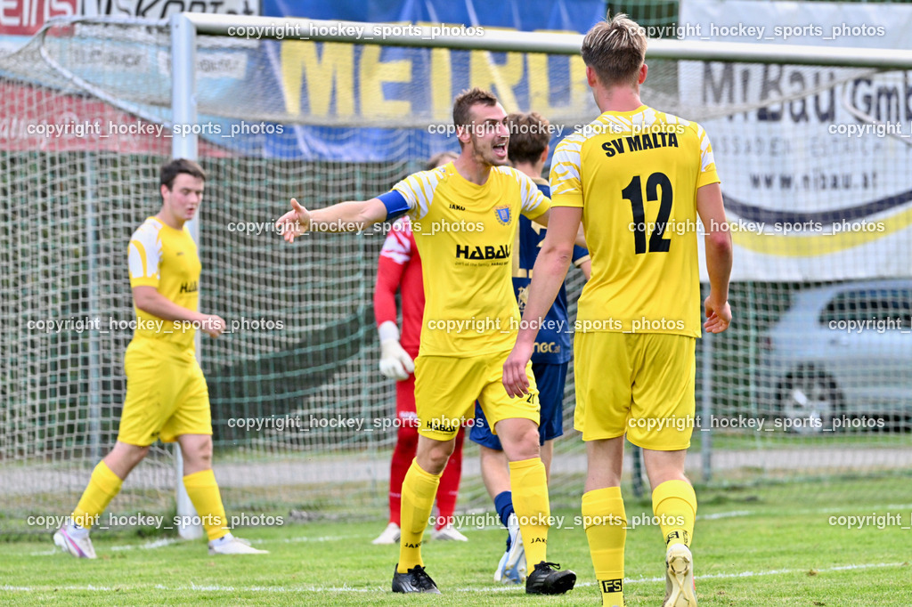 SV Malta vs. ATUS Velden | #12 Samuel Zettauer SV Malta, #21 Manuel Dullnig SV Malta, SV Malta vs. ATUS Velden, SV Malta vs. ATUS Velden am 19.08.2025 in Malta (Sportplatz Malta), Austria, (Photo by Bernd Stefan)