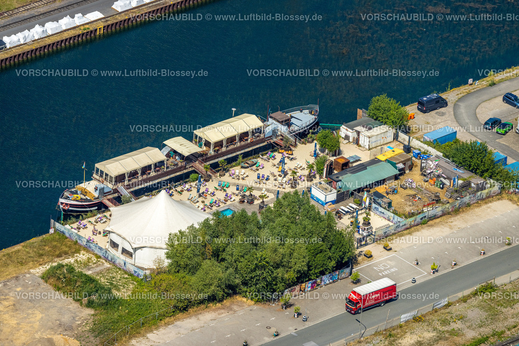Dortmund220705386 | Luftbild, Hafen Dortmund, EventSchiff Herr Walter und Gastronomie Walter, Sandstrand, Hafen, Dortmund, Ruhrgebiet, Nordrhein-Westfalen, Deutschland