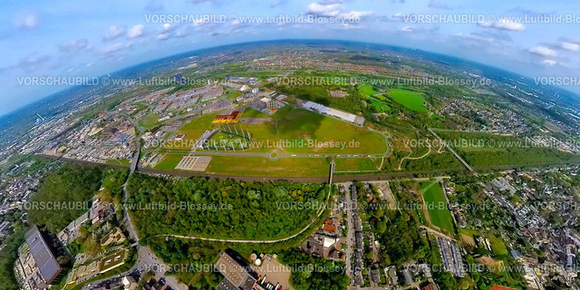 Oberhausen240490084NeueMitte_Centro | Luftbild, Westfield Centro sternförmiges Einkaufszentrum, Gesamtansicht Neue Mitte mit Gasometer am Rhein-Herne-Kanal und Fluss Emscher, Borbeck, Oberhausen, Rheinland, Ruhrgebiet, Nordrhein-Westfalen, Deutschland