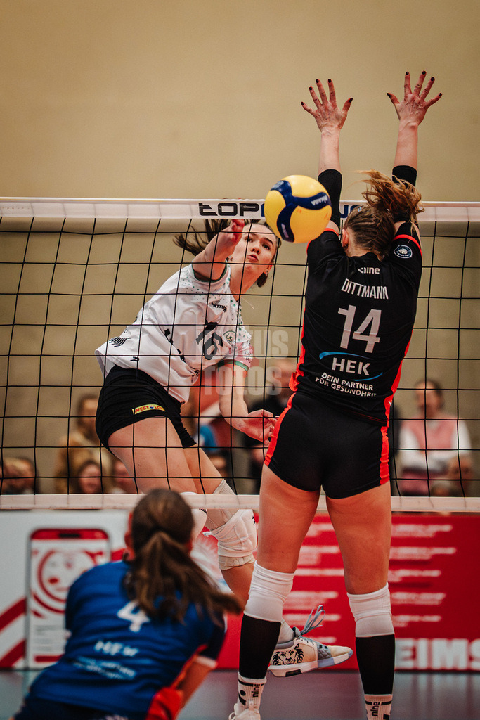 Volleyball | Frauen | Saison 2025/2026 | Volleyball Bundesliga | ETV Hamburger Volksbank Volleys vs. USC Münster | 22.01.2026 | Lena Schultze (#16, USC Münster) beim Angriff