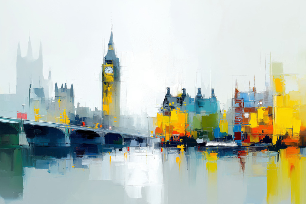 2506012 - London in abstrakten Farben | London  Motiv in moderner abstrakter Bildsprache im Stil eines Gemäldes.  Gestalte dieses Motiv in Format und Material ganz nach deinem Geschmack.