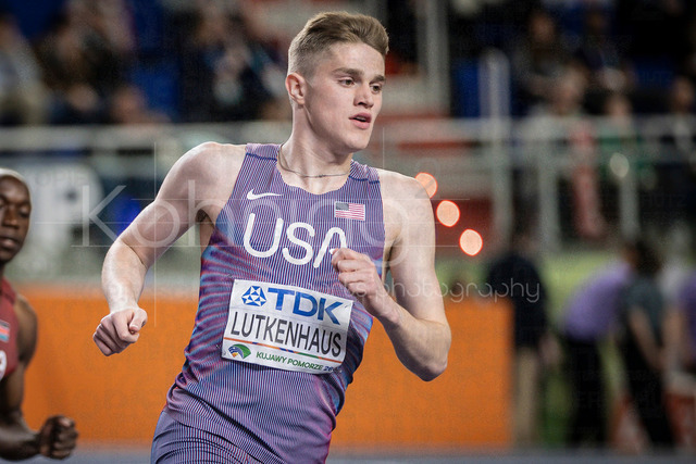 World Athletics Indoor Championships Kujawy Pomorze 26, 21.03.2026 | TORUN, POLAND - MARCH 21:  Cooper LUTKENHAUS (USA) competes in the men's 800m during the World Athletics Indoor Championships Kujawy Pomorze 26 on day 2 / session 1 at Kujawsko-Pomorska Arena Torun on March 21, 2026 in Torun, Poland. 