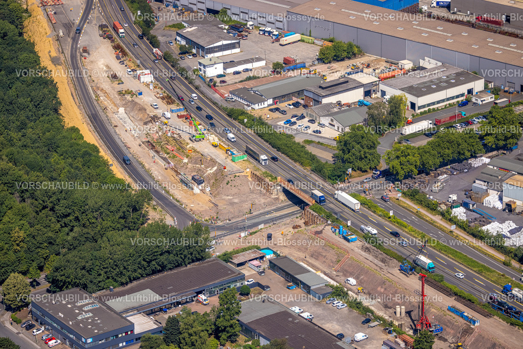 Duisburg220701905 | Luftbild, Baustelle mit neuer Ausfahrt Duisburg-Hafen der Autobahn A40, Kaßlerfeld, Duisburg, Ruhrgebiet, Nordrhein-Westfalen, Deutschland