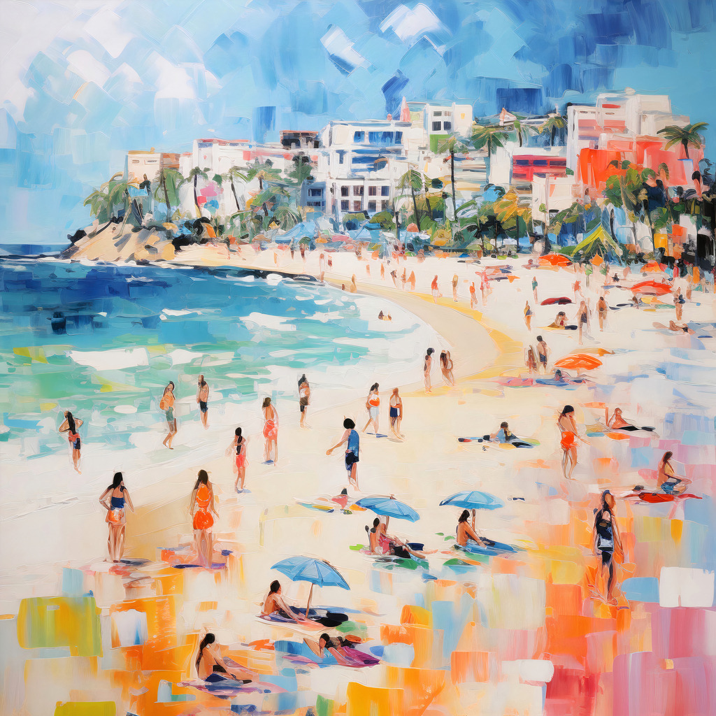 2307033 - Am Strand | Modernes sommerliches Wandbild einer Strandszene in Brasilien.