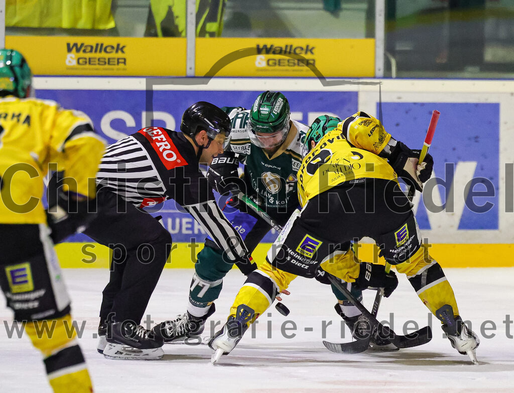 2025-12-19_123_TSV_Erding_gegen_Toelzer_Loewen | Erding, Deutschland, 19.12.2025:Eishockey, Oberliga Süd 2025 / 2026, 27. Spieltag, TSV Erding gegen Tölzer Löwen, Endergebnis: 2:5Philipp Michl (Erding Gladiators, #77), Toms Prokopovics (Tölzer Löwen, #9)Foto: Christian Riedel / fotografie-riedel.net