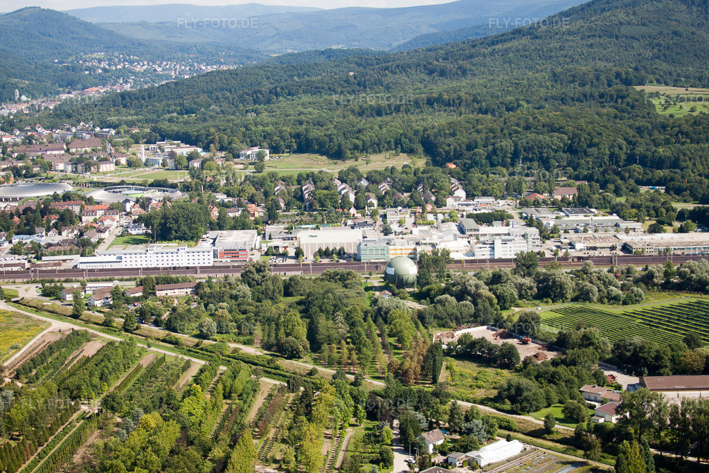 Luftbild: Baden-Oos, Biologische Heilmittel Heel im Ortsteil Oos in Baden-Baden im Bundesland Baden-Württemberg in Deutschland. Foto: IMG_31250.jpg vom 09.08.2010 durch Werner Riehm/FLY-FOTO.de