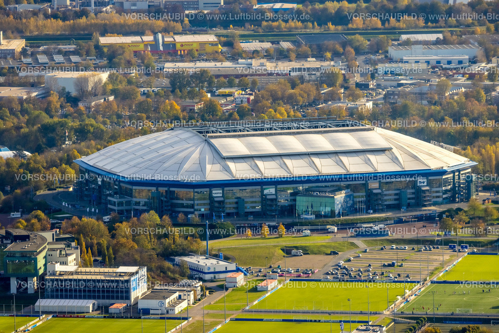Gelsenkirchen221102336noerdlich | Luftbild, VELTINS-Arena, Bundesligastadion des Fußballvereins FC Schalke 04, Erle, Gelsenkirchen, Ruhrgebiet, Nordrhein-Westfalen, Deutschland