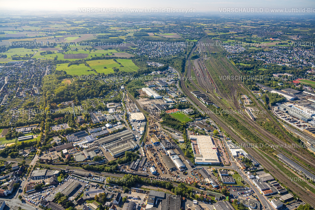 Hamm250901748 | Luftbild, Rangierbahnhof Hamm, Gewerbegebiet Östingstraße und Ortsteil Lohauserholz, Tierpark, Sender Hamm Fernmeldeturm, Mitte, Hamm, Ruhrgebiet, Nordrhein-Westfalen, Deutschland