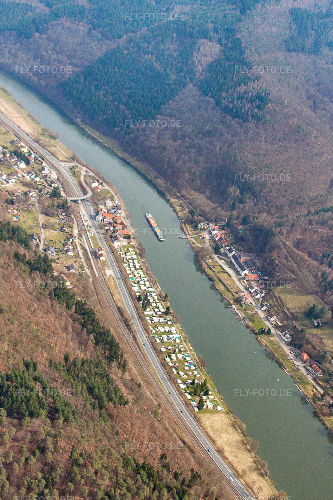 Luftbild: Neckarhausen, Campingplatz Hessisches Neckartal im Ortsteil Neckarhausen in Neckarsteinach im Bundesland Hessen in Deutschland. Foto: IMG_37988.jpg vom 12.03.2011 durch Werner Riehm/FLY-FOTO.de