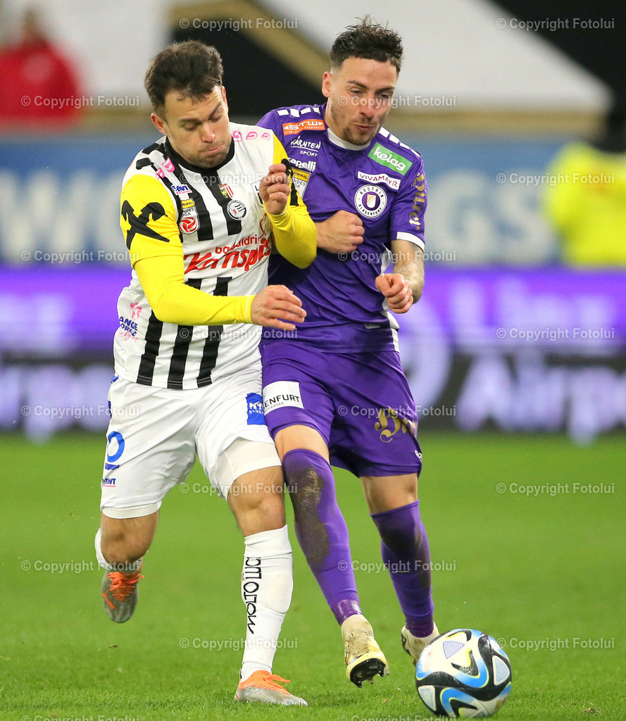 A_LUI_11022024_05 | SPORT,FUSSBALL ,ADMIRAL BUNDESLIGA 11.02.2024 LASK-AUSTRIA KLAGENFURT,IM BILD: SASCHA HORVATH (LASK) UND SINAN KARWEINA (KLAGENFURT) FOTO.FOTOLUI/MW