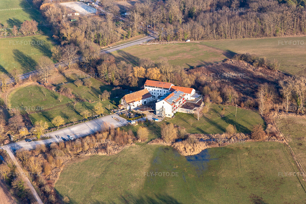 Luftbild: Zeiskamer Mühle in Zeiskam im Bundesland Rheinland-Pfalz in Deutschland. Foto: IMG_126102.jpg vom 07.03.2021 durch Werner Riehm/FLY-FOTO.de