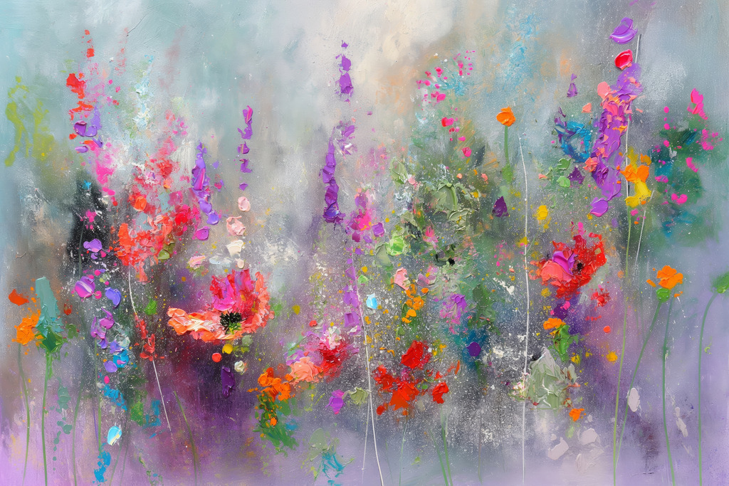 2404035 - Wildblumen | Wunderschöne bunte abstrakte Wildblumen im Stil eines modernen Gemäldes.