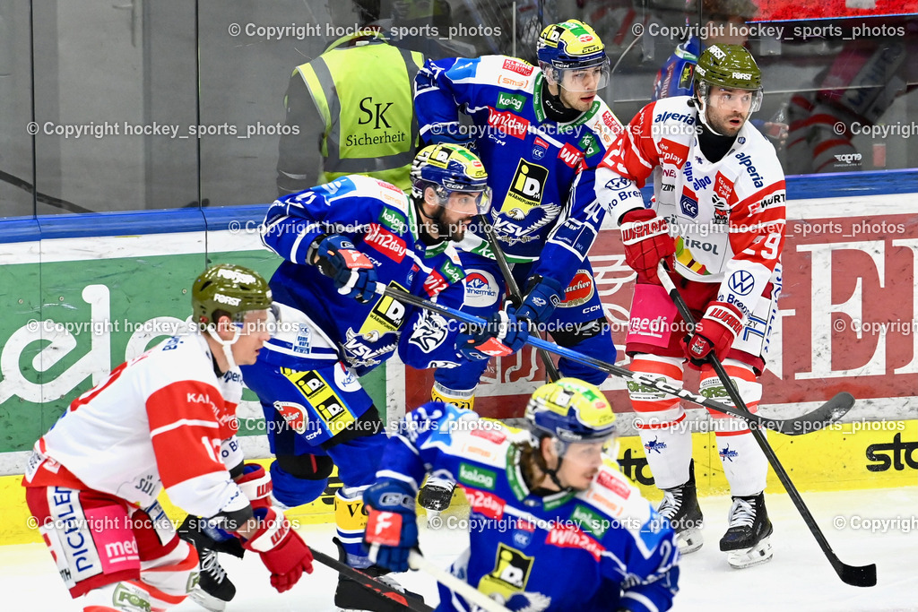 EC IDM Wärmepumpen VSV vs. HCB Südtirol Alperia | #40 Elias Wallenta EC VSV, #29 Shane Gersich HCB Südtirol Alperia, #71 Steven Strong EC VSV, EC IDM Wärmepumpen VSV vs. HCB Südtirol Alperia, EC IDM Wärmepumpen VSV vs. HCB Südtirol Alperia am 28.12.2025 in Villach (Stadthalle Villach), Austria, (Photo by Bernd Stefan)