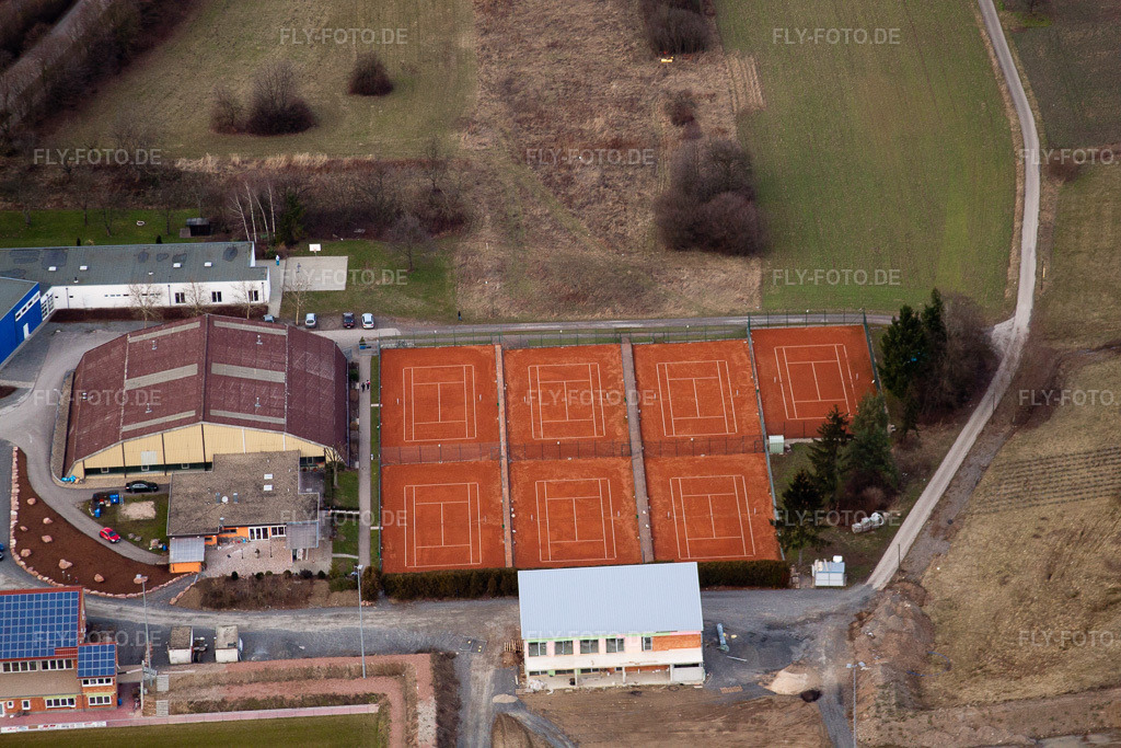 Luftbild: Sportgemeinschaft 1975 eV Tennisclub im Ortsteil Bad Mingolsheim in Bad Schönborn im Bundesland Baden-Württemberg in Deutschland. Foto: IMG_24721.jpg vom 27.02.2010 durch Werner Riehm/FLY-FOTO.de