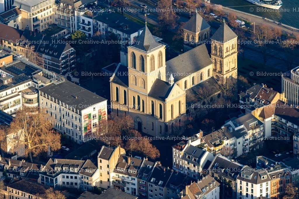 Luftbilder Köln-7877 | Luftbildfotografie Kirchengebäude " Basilika St. Kunibert " an der Straße Kunibertskloster in Köln im Bundesland Nordrhein-Westfalen, Deutschland. - Realisiert mit Pictrs.com