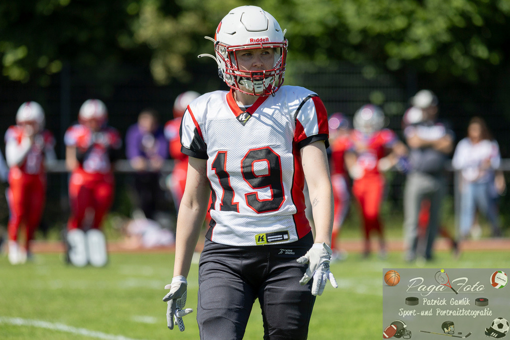 GFLW 1: German Football League Women 1: Rodgau Pioneers Ladies - Stuttgart Scorpions Sisters, 07.06.2026 | Maren Gruber (Stuttgart Scorpions Sisters #19), Freisteller, Portrait / Porträt, Rodgau Pioneers Ladies - Stuttgart Scorpions Sisters, Rodgau, Maingau-Energie-Stadion "Am Weichsee", 7.6.2026 - Realisiert mit Pictrs.com
