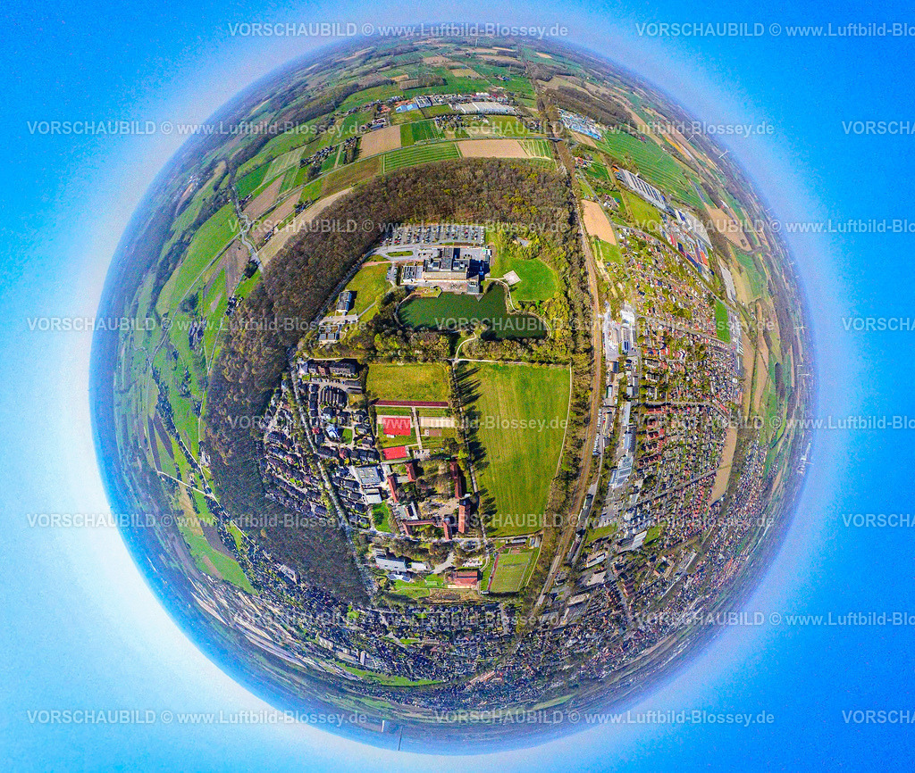 Werne250490037Krankenhaus | Luftbild, Krankenhaus Werne am See, Waldstreifen, Erdkugel, Fisheye Aufnahme, Fischaugen Aufnahme, 360 Grad Aufnahme, tiny world, little planet, fisheye Bild, , Werne, Ruhrgebiet, Nordrhein-Westfalen, Deutschland