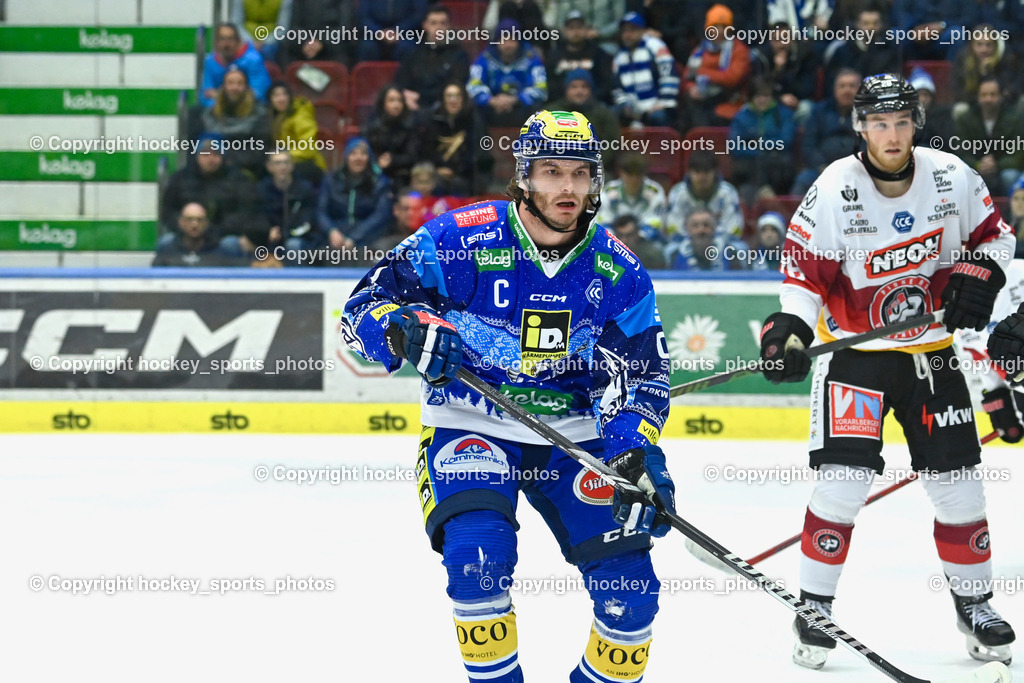 EC IDM Wärmepumpen VSV vs. Pioneers Vorarlberg | #9 RAUCHENWALD Alexander EC VSV, #28 Macdougall Ross PIONEERS VORARLBERG, EC IDM Wärmepumpen VSV vs. Pioneers Vorarlberg, EC IDM Wärmepumpen VSV vs. Pioneers Vorarlberg am 14.12.2024 in Villach (Stadthalle Villach), Austria, (Photo by Bernd Stefan)