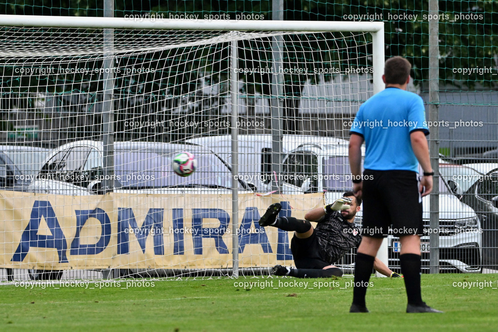 SAK vs. ATUS Ferlach | Tor Elmeter SAK, #25 Florian Heindl ATUS Ferlach, SAK vs. ATUS Ferlach, SAK vs. ATUS Ferlach am 01.08.2025 in Klagenfurt (Sportpark Welzenegg), Austria, (Photo by Bernd Stefan)