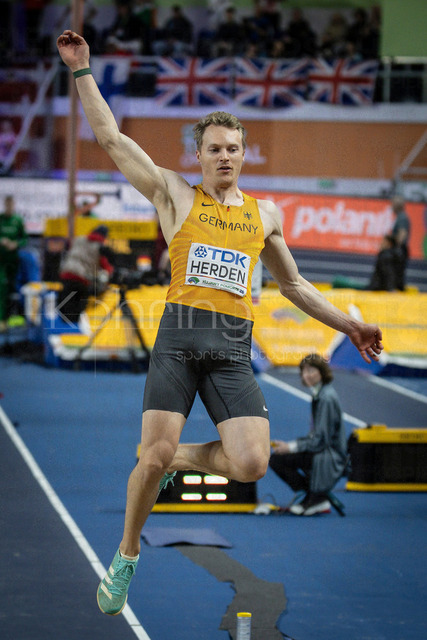 World Athletics Indoor Championships Kujawy Pomorze 26, 22.03.2026 | TORUN, POLAND - MARCH 22:  Luka HERDEN (GER) competes in the men's long jump during the World Athletics Indoor Championships Kujawy Pomorze 26 on day 3 / session 2 at Kujawsko-Pomorska Arena Torun on March 22, 2026 in Torun, Poland. 