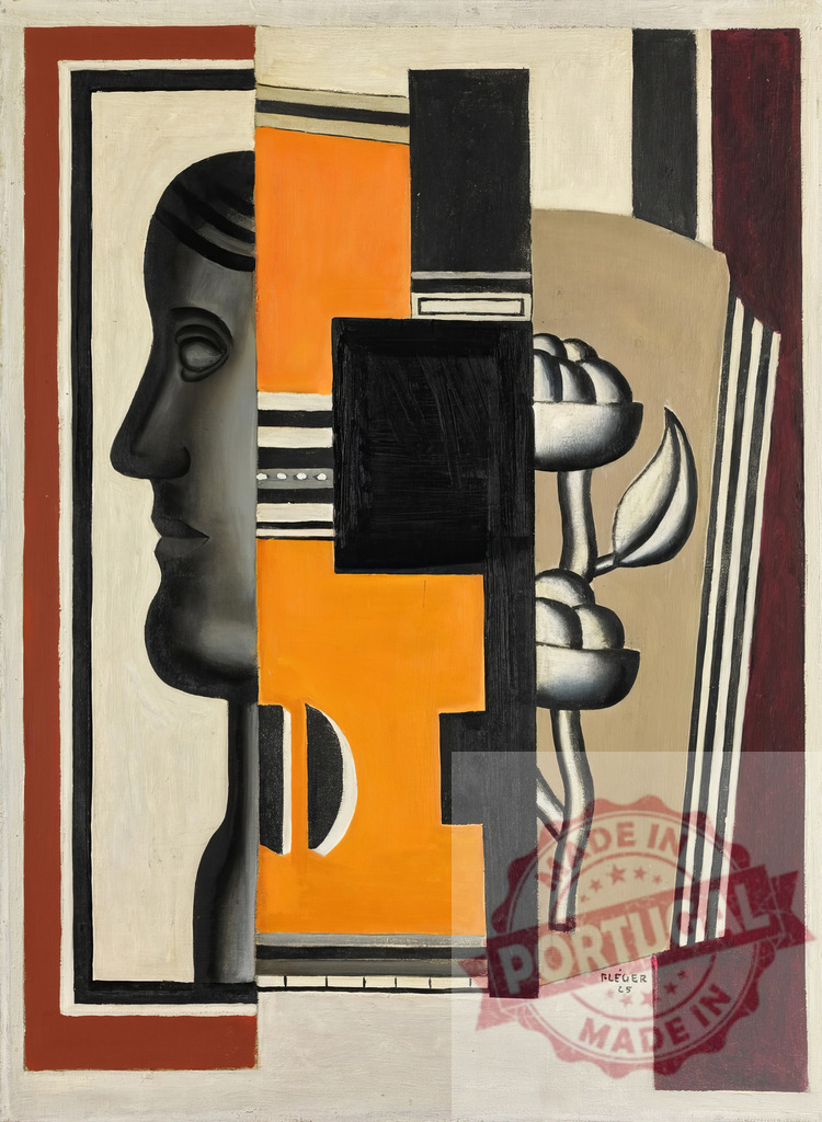 Fernand Léger cubist portrait of mechanical figures and flowers | Fernand Leger Fernand Léger painting showing a cubist portrait combining a head, machinery, and flowers - Realisiert mit Pictrs.com