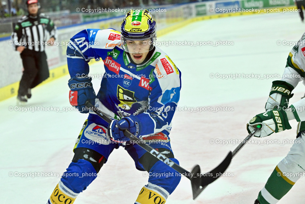 EC IDM WÄRMEPUMPEN VSV vs. FTC-TELEKOM JÉGKORONG | #40 Elias Wallenta EC VSV, EC IDM WÄRMEPUMPEN VSV vs. FTC-TELEKOM JÉGKORONG, EC IDM WÄRMEPUMPEN VSV vs. FTC-TELEKOM JÉGKORONG am 19.10.2025 in Villach (Stadthalle Villach), Austria, (Photo by Bernd Stefan)