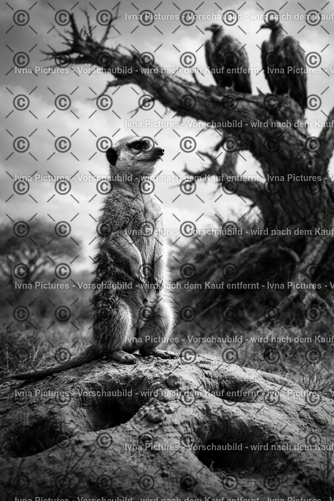 Wachender Erdmännchen auf Sandhügel | Ivna Pictures - Realisiert mit Pictrs.com
