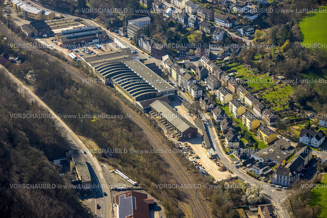 Velbert240301361Langenberg | Luftbild, Gewerbegebiet Vosskuhlstraße, DS-Papier GmbH Hygieneartikel-Großhändler, Bahnlinie und Bonsfelder Straße, Oberbonsfeld, Velbert, Ruhrgebiet, Nordrhein-Westfalen, Deutschland