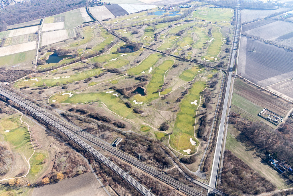 Luftbild: Gelände des Golfplatz Golfplatz Kurpfalz in Limburgerhof in Schifferstadt im Bundesland Rheinland-Pfalz in Deutschland. Foto: IMG_112821.jpg vom 27.02.2019 durch Werner Riehm/FLY-FOTO.de