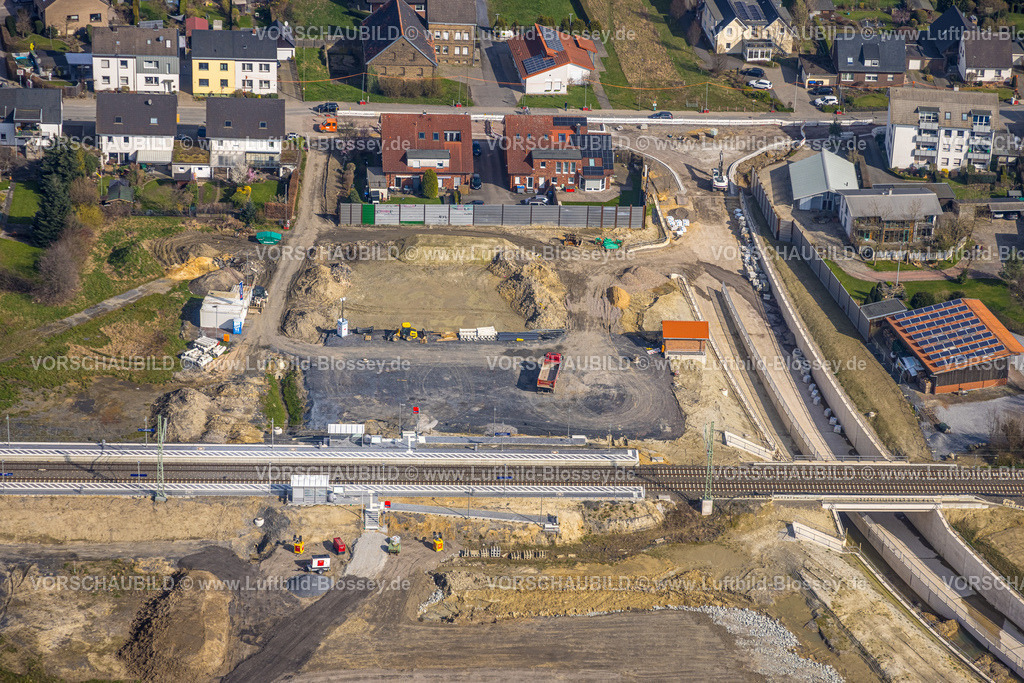 Hamm240306754 | Luftbild, geplante Nahverkehrsverbindung mit Haltepunkt in Westtünnen, Baustelle am Südfeldweg und Von-Thünen-Straße für den künftigen Bahnhaltepunkt, Wohnsiedlung, Stadtbezirk Rhynern, Hamm, Ruhrgebiet, Nordrhein-Westfalen, Deutschland