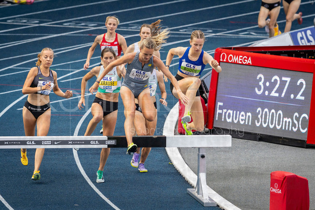 Deutsche Leichtathletik-Meisterschaften; Bochum-Wattenscheid, 26.07.2026 | 3000m Hindernis Finale mit Gesa Felicitas Krause (Silvesterlauf Trier), Lea Meyer (VfL Löningen), Adia Budde (LAV Stadtwerke Tübingen) und Olivia Gürth (Silvesterlauf Trier); Deutsche Leichtathletik-Meisterschaften am 26.07.2026 im Lorheide-Stadion, Bochum-Wattenscheid (Nordrhein-Westfalen).
