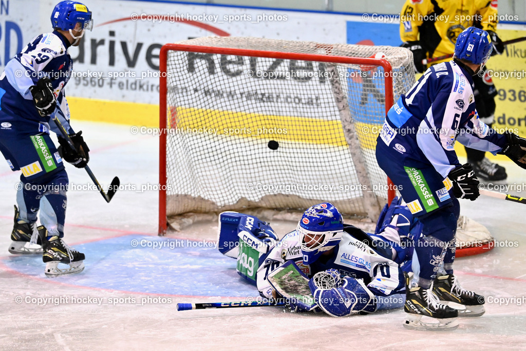 ESC Steindorf vs. MET PHOTOVOLTAIK HORNETS SPITTAL | #19 Friedrich Lukas ESC Steindorf, Tor HORNETS SPITTAL, #70 Moser Lukas ESC Steindorf, #61 Friedrich Daniel ESC Steindorf, ESC Steindorf vs. MET PHOTOVOLTAIK HORNETS SPITTAL, ESC Steindorf vs. MET PHOTOVOLTAIK HORNETS SPITTAL am 26.10.2024 in Steindorf (Ossiachersee Halle), Austria, (Photo by Bernd Stefan)