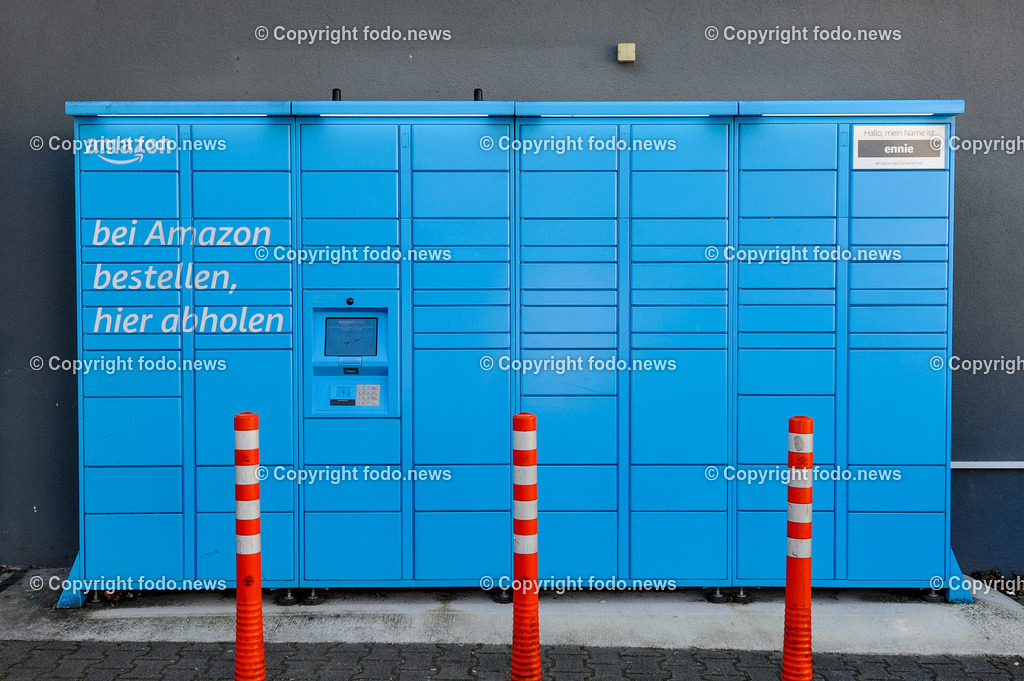 Packstation_ Post Zustelldienste_ 21.02.2025-1 | 21.02.2025, Oberoesterreich, AUT, Linz, im Bild Themenbild, Stadtansichten, Packstation, Amazon, Zustelldienste, Marke, Abholstation, Selbstbedienung, Pakete, Zustellung, Abholung, Packstation, Schild, Logo, Werbung