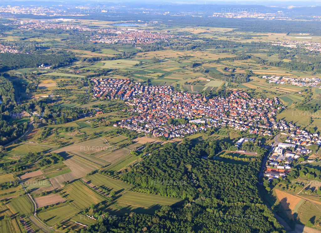 Luftbild: Ortsansicht in den Rheinauen von Westen in Au am Rhein im Bundesland Baden-Württemberg in Deutschland. Foto: IMG_66691.jpg vom 05.06.2014 durch Werner Riehm/FLY-FOTO.de