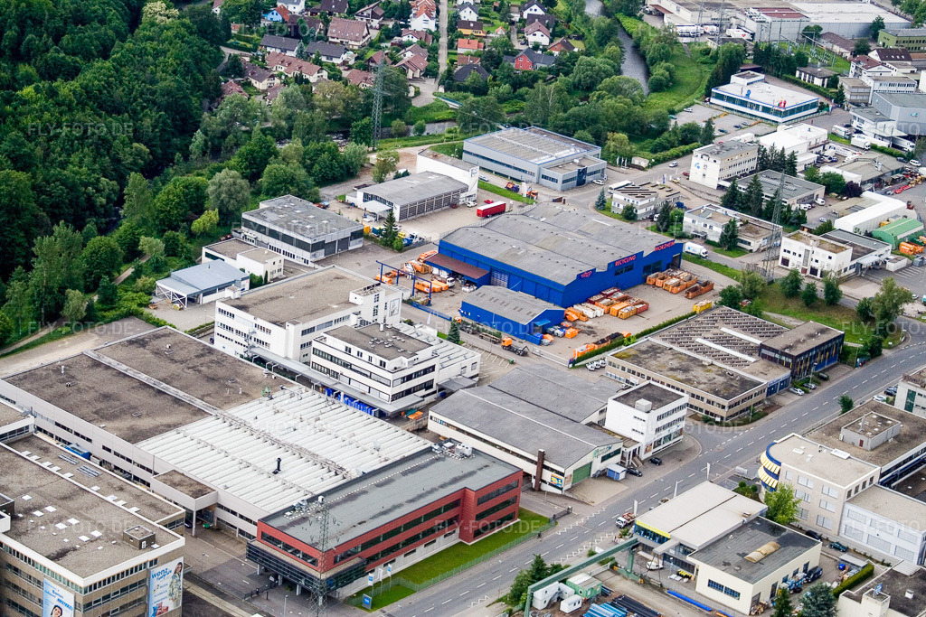 Luftbild: Industriegebiet Denningstr im Ortsteil Brötzingen in Pforzheim im Bundesland Baden-Württemberg in Deutschland. Foto: IMG_2504.jpg vom 05.06.2006 durch Werner Riehm/FLY-FOTO.de