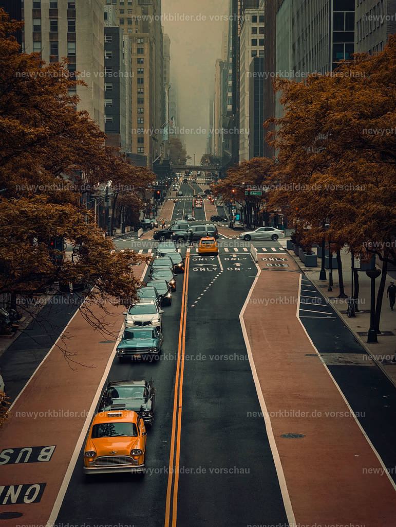 Zeitreise auf der Tudor City Bridge – Manhattan im Nebel und klassische Yellow Cabs | Manchmal sind es die unscheinbaren Tage, die die schönsten Geschichten schreiben. Auf der Tudor City Bridge in Manhattan erlebte ich einen Moment, der wie eine Zeitreise wirkte. Der Himmel war grau, die Stadt versank im dichten Nebel – ein Tag, der eigentlich nicht zum Fotografieren einlädt. Doch dann kamen sie: klassische Yellow Cabs und Autos aus vergangenen Jahrzehnten, die die Straßen vor mir belebten. Inmitten des urbanen Dunstes entstand ein Bild voller Nostalgie und Kontraste. Die moderne Skyline verschwand im Nebel, während die Oldtimer und ikonischen Taxis den Charme einer anderen Ära zurückbrachten.