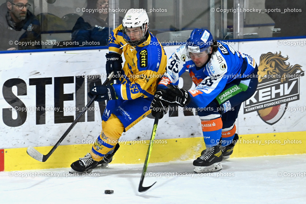 ESC SPARKASSE STEINDORF vs. EHC Althofen | #69 Kropiunig Arno EHC Althofen, #95 Gelfanov Ruslan ESC Steindorf, ESC SPARKASSE STEINDORF vs. EHC Althofen, ESC SPARKASSE STEINDORF vs. EHC Althofen am 06.03.2026 in Steindorf (Ossiachersee Halle), Austria, (Photo by Bernd Stefan)