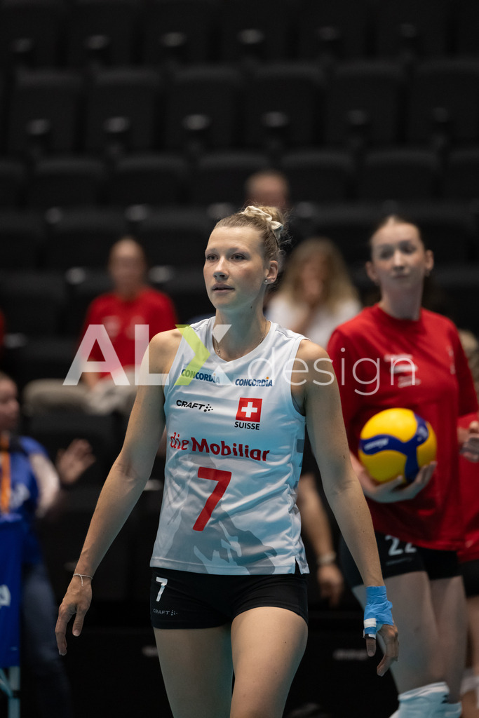 Georgia v Switzerland - CEV European League Women | KRIENS, SWITZERLAND - JUNE 12: MÉLINE PIERRET of Switzerland during the CEV European League match between Georgia and Switzerland at Pilatus Arena on June 12, 2026 in Kriens, Switzerland. - Realisiert mit Pictrs.com