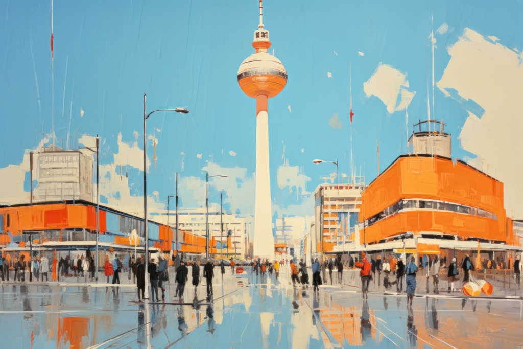 2308027 - Alexanderplatz | Bestellen Sie dieses digitale abstrakte Gemälde vom Alexanderplatz in Berlin als hochwertigen Kunstdruck auf Leinwand, Acrylglas, Alu-Dibond oder als Poster. Das Bild wurde digital erstellt und hat die Anmutung eines Gemäldes.