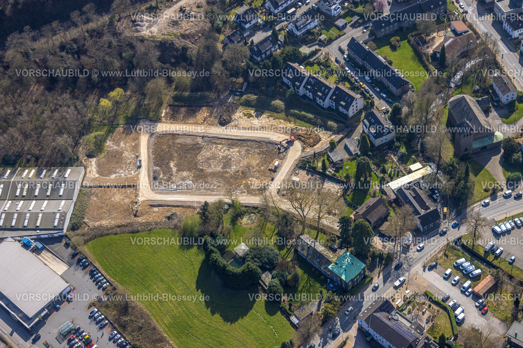 Essen240302309Kettwig | Luftbild, Baustelle an der Ringstraße, Kettwig, Essen, Ruhrgebiet, Nordrhein-Westfalen, Deutschland