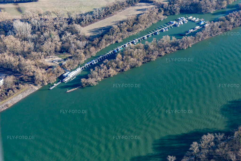 Luftbild: Yachthafen im Ortsteil Rheinau in Mannheim im Bundesland Baden-Württemberg in Deutschland. Foto: IMG_125481.jpg vom 21.02.2021 durch Werner Riehm/FLY-FOTO.de