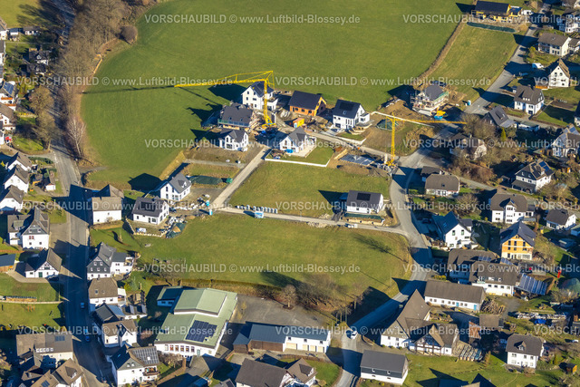 Schmallenberg230205243Dorlar | Luftbild, Schützenhalle und Baustelle mit Neubaugebiet Am Echterhof, Dorlar, Schmallenberg, Sauerland, Nordrhein-Westfalen, Deutschland