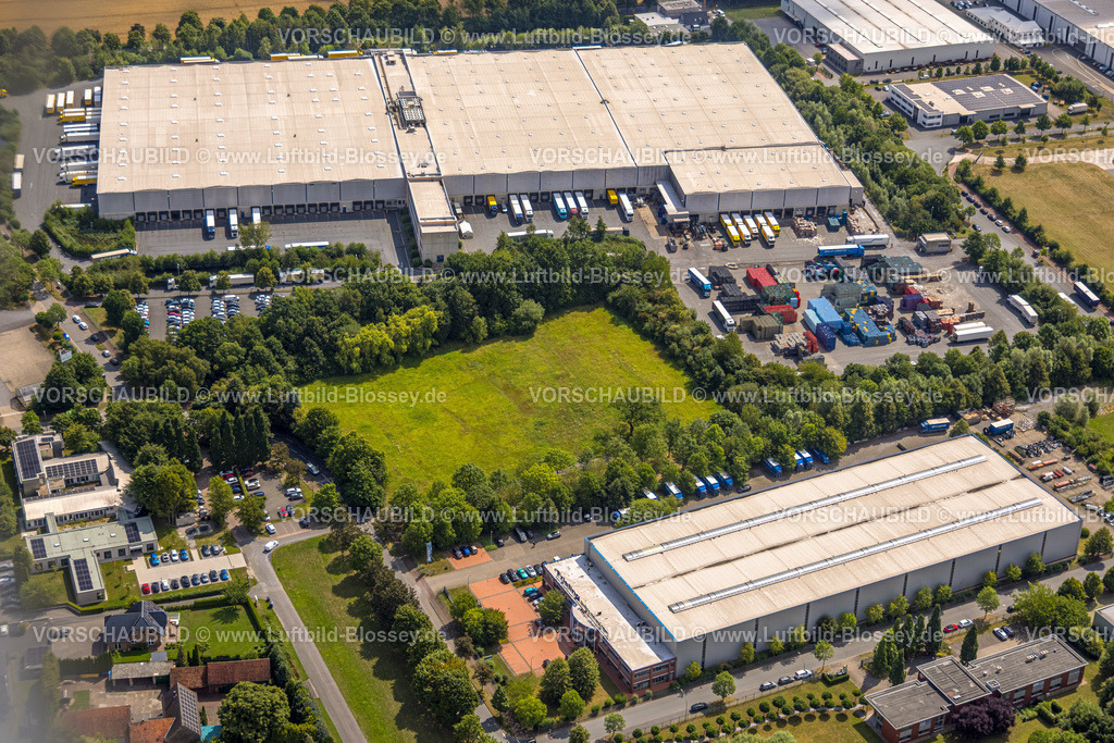 Hamm250701680Rhynern | Luftbild, Netto Hamm Warenlager, Gewerbegebiet Rhynern, Oberster Kamp, Grünfläche Wilhelm-Schumacher-Allee, LKW Anlieferung, unten Fritz Frieling GmbH Grosshändler Zentrale und Abhollager, Stadtbezirk Rhynern, Hamm, Ruhrgebiet, Nordrhein-Westfalen, Deutschland