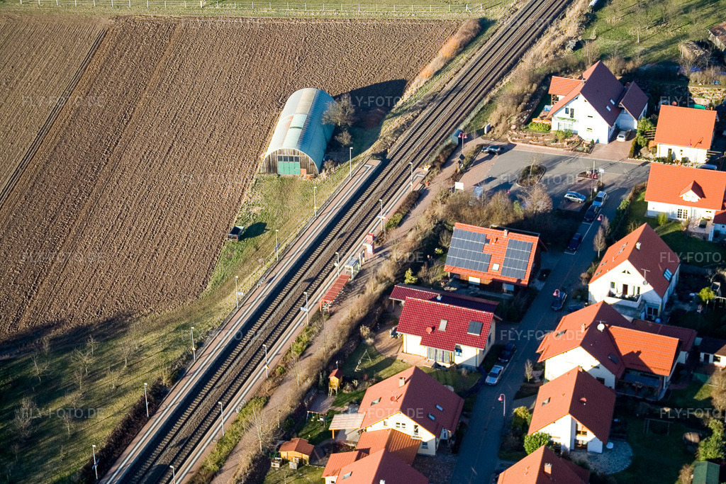 Luftbild: Bahnhof Steinweiler in Steinweiler im Bundesland Rheinland-Pfalz in Deutschland. Foto: IMG_9275.jpg vom 09.02.2008 durch Werner Riehm/FLY-FOTO.de