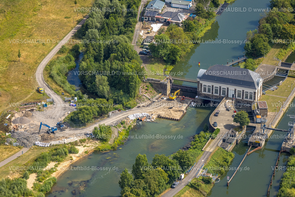 Hamm250700610Mitte | Luftbild, Schleuse Hamm Baustelle am Wehr in den Lippeauen, nahe Flugplatz, Mitte, Hamm, Ruhrgebiet, Nordrhein-Westfalen, Deutschland