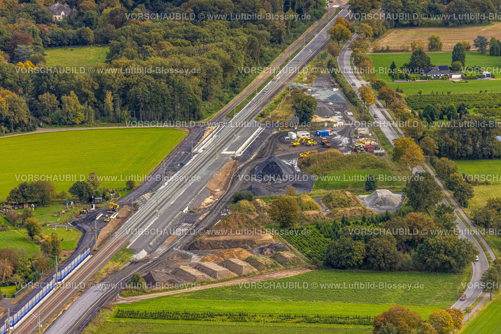 Rees241009997Haldern | Luftbild, Ausbau der Betuweroute und Betuwe-Linie Eisenbahnstrecke, Baustelle Streckenabschnitt an der Weseler Landstraße L7, Haldern, Rees, Nordrhein-Westfalen, Deutschland