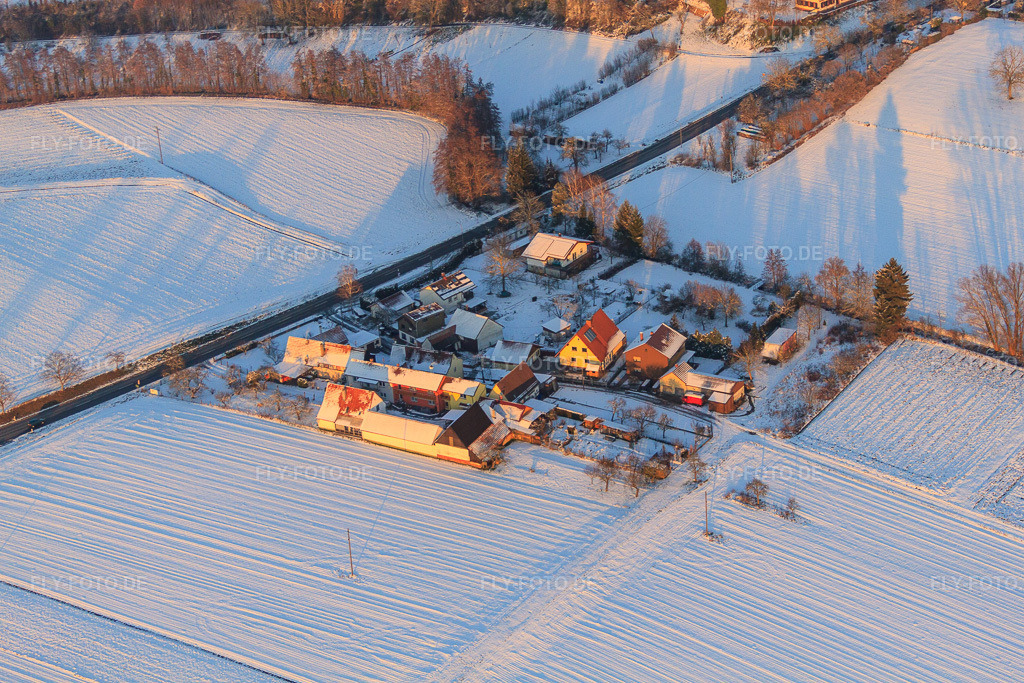 Luftbild: Ortsteil Welchhof im Winter bei Schnee in Freckenfeld im Bundesland Rheinland-Pfalz in Deutschland. Foto: IMG_54771.jpg vom 08.12.2012 durch Werner Riehm/FLY-FOTO.de