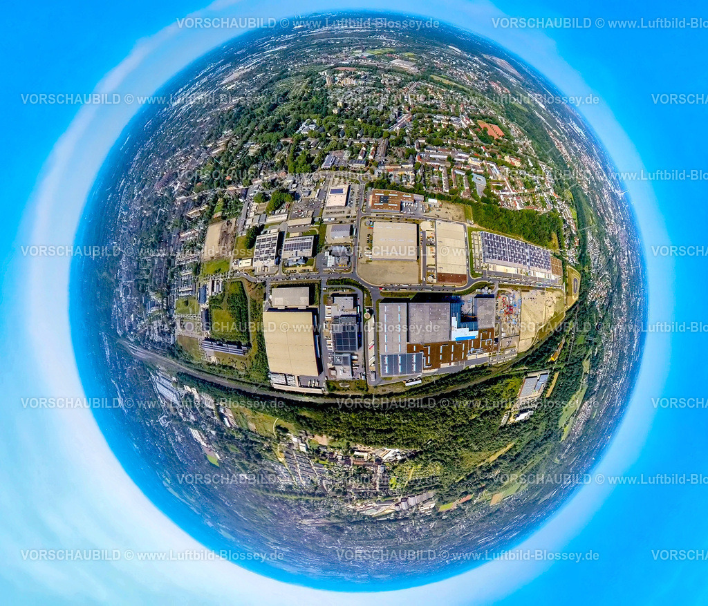 Gelsenkirchen240890595GewerbegebietSchalkerVerein | Luftbild, Gewerbegebiet Industriepark Schalker Verein, Europastraße, mit bilstein group und Dokas Handelsgesellschaft mbH, Erdkugel, Fisheye Aufnahme, Fischaugen Aufnahme, 360 Grad Aufnahme, tiny world, little planet, fisheye Bild, Bulmke-Hüllen, Gelsenkirchen, Ruhrgebiet, Nordrhein-Westfalen, Deutschland