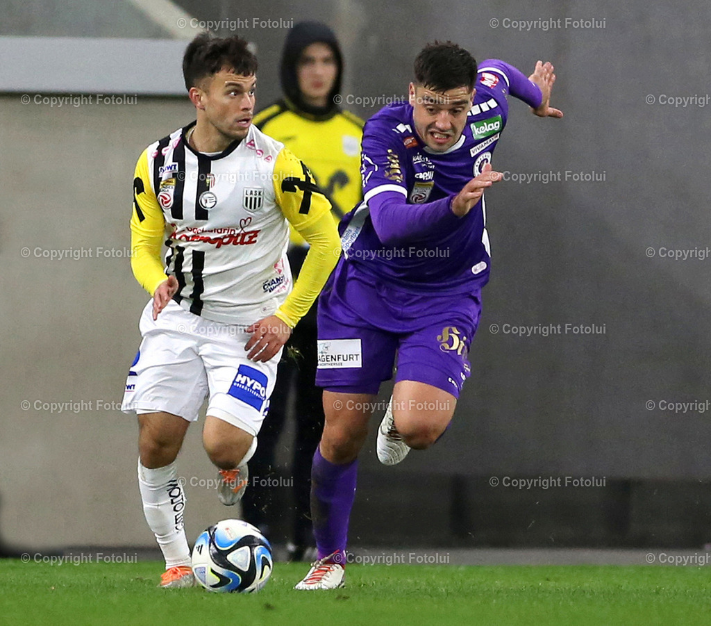 A_LUI_11022024_06 | SPORT,FUSSBALL ,ADMIRAL BUNDESLIGA 11.02.2024 LASK-AUSTRIA KLAGENFURT,IM BILD: SASCHA HORVATH (LASK) UND NIKOLA DJORIC (KLAGENFURT) FOTO.FOTOLUI/MW
